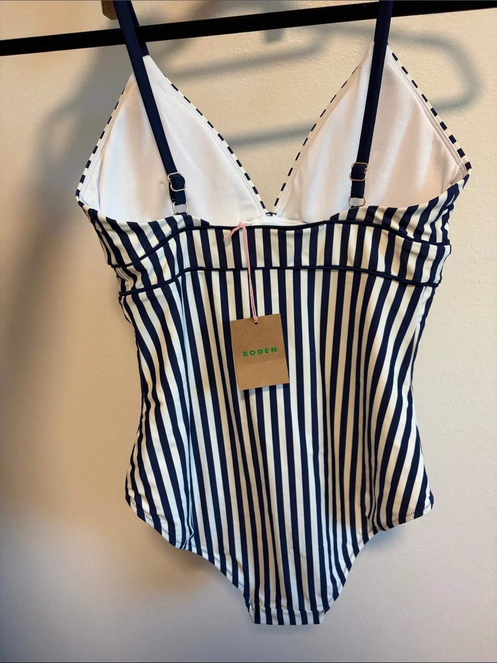 Boden Navy and White Striped One-Piece Swimsuit